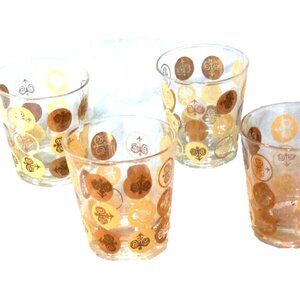 Vintage Cera Nova 22K Gold Whiskey HiBall Glasses 4 Mid Century Modern Barware
